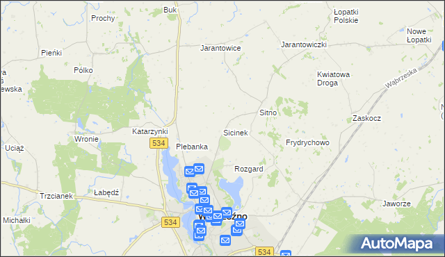 mapa Sicinek, Sicinek na mapie Targeo