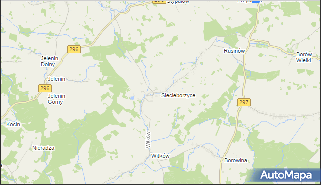 mapa Siecieborzyce, Siecieborzyce na mapie Targeo