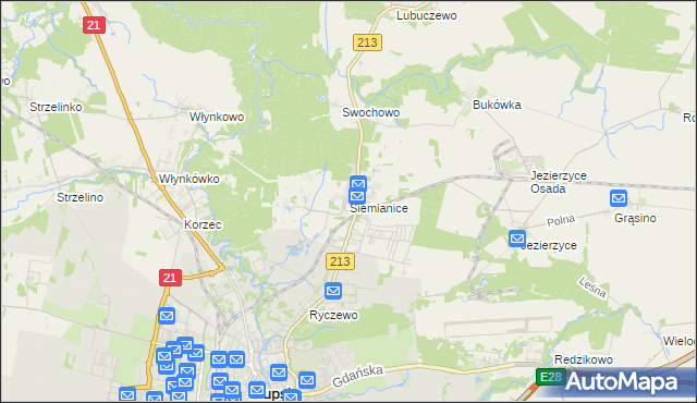 mapa Siemianice gmina Słupsk, Siemianice gmina Słupsk na mapie Targeo