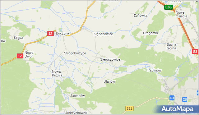 mapa Sieroszowice, Sieroszowice na mapie Targeo