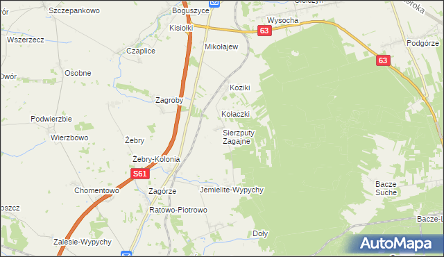 mapa Sierzputy Zagajne, Sierzputy Zagajne na mapie Targeo