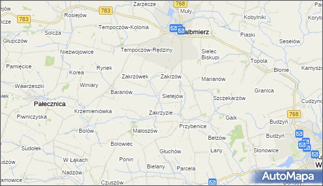 mapa Sietejów, Sietejów na mapie Targeo