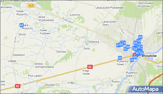mapa Sitno gmina Wyszków, Sitno gmina Wyszków na mapie Targeo