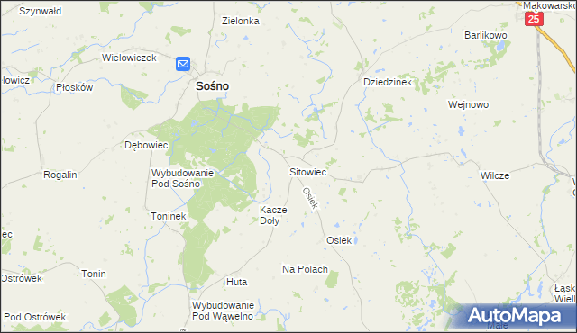 mapa Sitowiec, Sitowiec na mapie Targeo