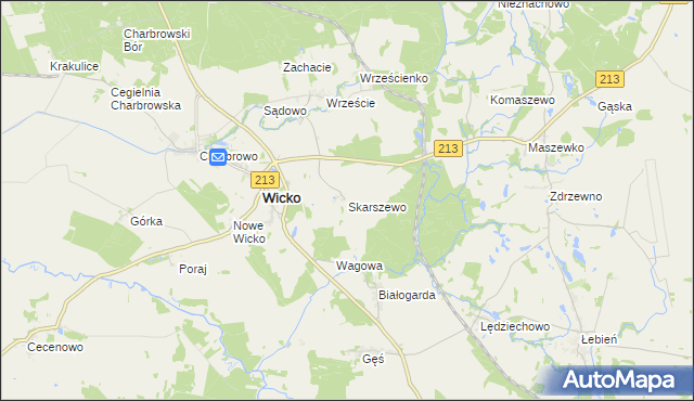 mapa Skarszewo gmina Wicko, Skarszewo gmina Wicko na mapie Targeo