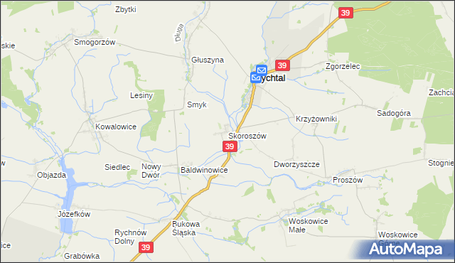 mapa Skoroszów gmina Rychtal, Skoroszów gmina Rychtal na mapie Targeo