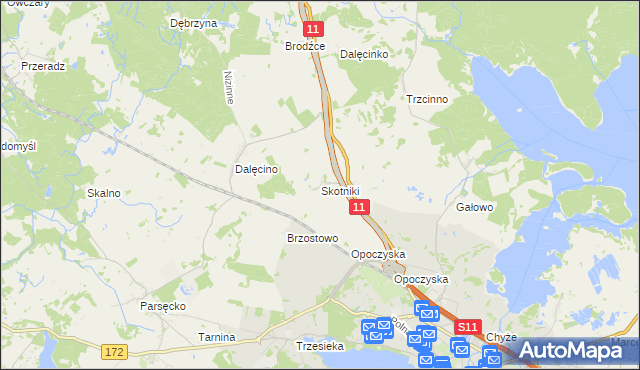 mapa Skotniki gmina Szczecinek, Skotniki gmina Szczecinek na mapie Targeo