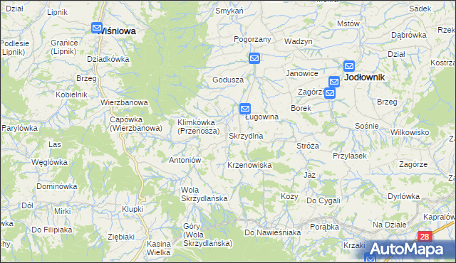 mapa Skrzydlna, Skrzydlna na mapie Targeo