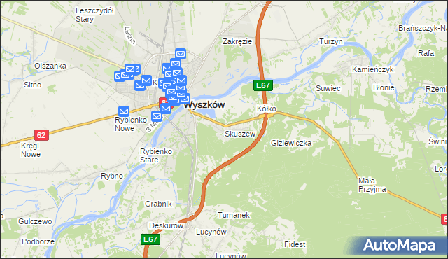 mapa Skuszew, Skuszew na mapie Targeo