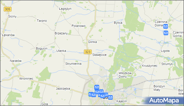 mapa Sławęcice gmina Góra, Sławęcice gmina Góra na mapie Targeo