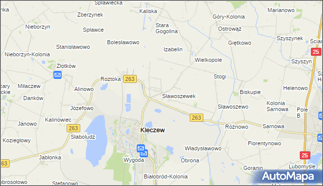 mapa Sławoszewek, Sławoszewek na mapie Targeo