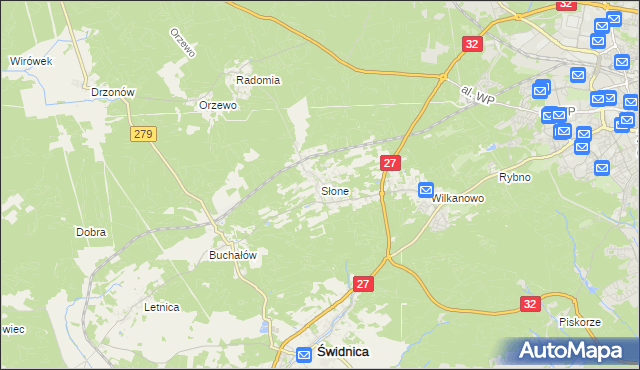 mapa Słone gmina Świdnica, Słone gmina Świdnica na mapie Targeo