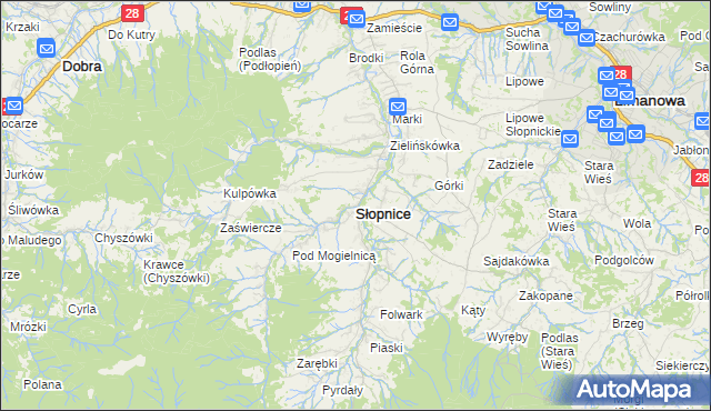 mapa Słopnice, Słopnice na mapie Targeo