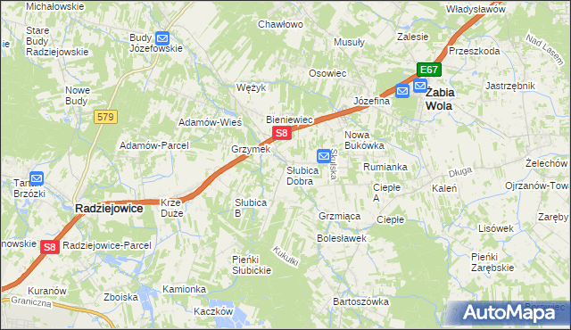 mapa Słubica Dobra, Słubica Dobra na mapie Targeo