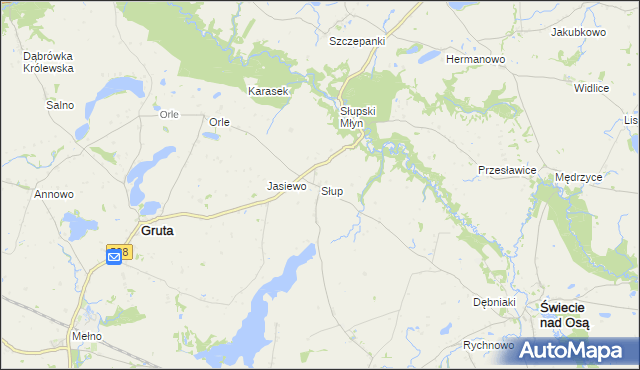 mapa Słup gmina Gruta, Słup gmina Gruta na mapie Targeo