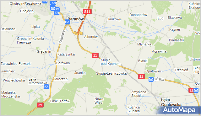 mapa Słupia pod Kępnem, Słupia pod Kępnem na mapie Targeo