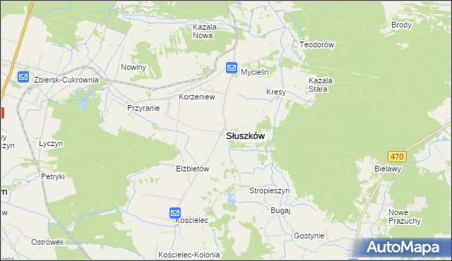 mapa Słuszków, Słuszków na mapie Targeo