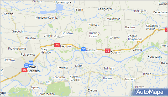 mapa Śmiłowice gmina Nowe Brzesko, Śmiłowice gmina Nowe Brzesko na mapie Targeo