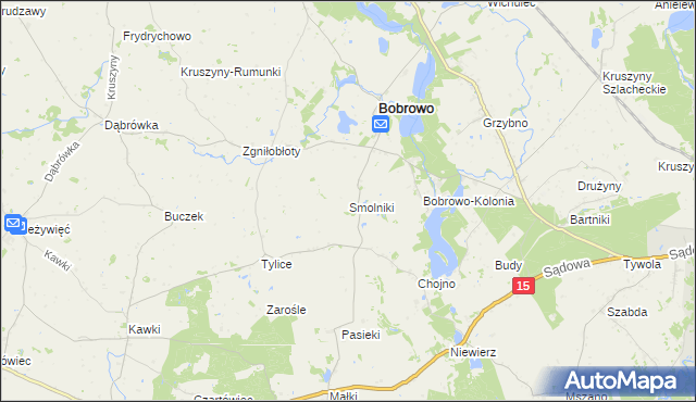 mapa Smolniki gmina Bobrowo, Smolniki gmina Bobrowo na mapie Targeo