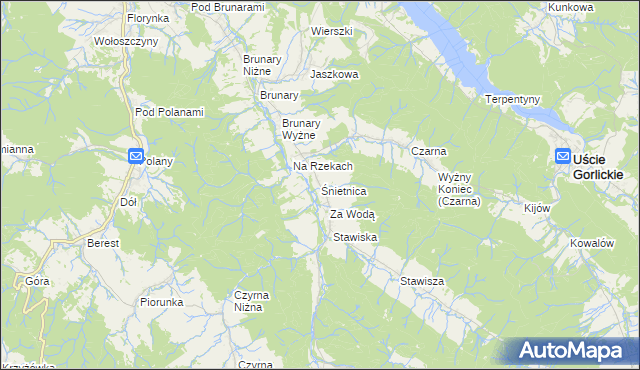 mapa Śnietnica, Śnietnica na mapie Targeo