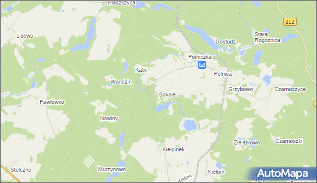 mapa Sokole gmina Człuchów, Sokole gmina Człuchów na mapie Targeo