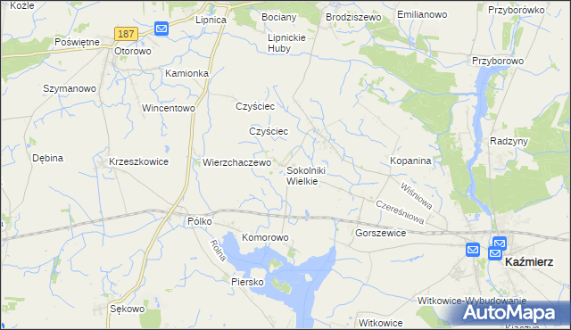 mapa Sokolniki Wielkie, Sokolniki Wielkie na mapie Targeo