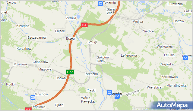 mapa Sokołów Dolny, Sokołów Dolny na mapie Targeo