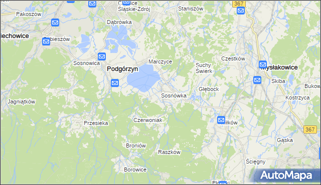 mapa Sosnówka gmina Podgórzyn, Sosnówka gmina Podgórzyn na mapie Targeo