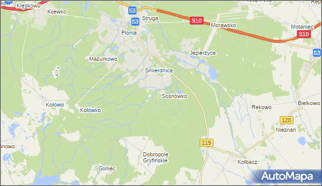 mapa Sosnówko gmina Stare Czarnowo, Sosnówko gmina Stare Czarnowo na mapie Targeo