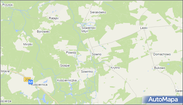 mapa Sowno gmina Sianów, Sowno gmina Sianów na mapie Targeo