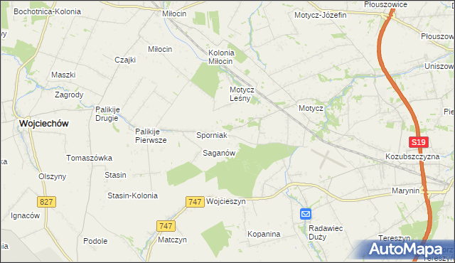 mapa Sporniak gmina Konopnica, Sporniak gmina Konopnica na mapie Targeo