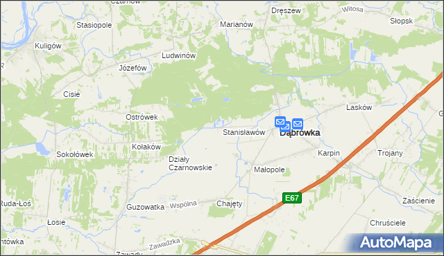 mapa Stanisławów gmina Dąbrówka, Stanisławów gmina Dąbrówka na mapie Targeo