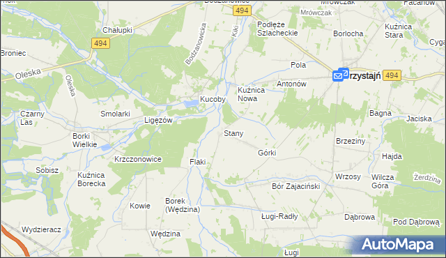 mapa Stany gmina Przystajń, Stany gmina Przystajń na mapie Targeo