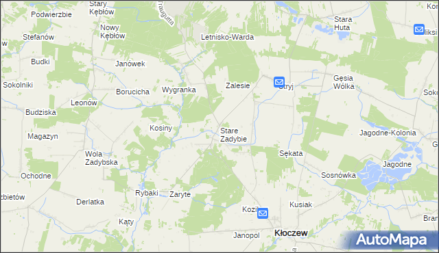 mapa Stare Zadybie, Stare Zadybie na mapie Targeo