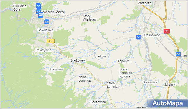 mapa Starków gmina Kłodzko, Starków gmina Kłodzko na mapie Targeo