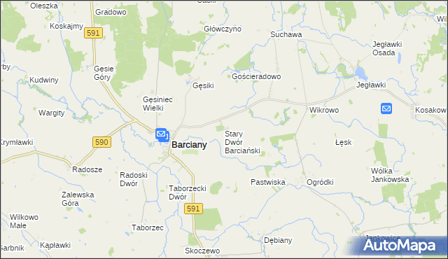 mapa Stary Dwór Barciański, Stary Dwór Barciański na mapie Targeo