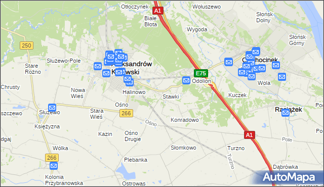 mapa Stawki gmina Aleksandrów Kujawski, Stawki gmina Aleksandrów Kujawski na mapie Targeo