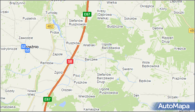 mapa Stefanów Barczewski Pierwszy, Stefanów Barczewski Pierwszy na mapie Targeo