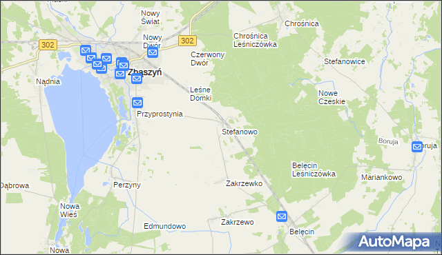 mapa Stefanowo gmina Zbąszyń, Stefanowo gmina Zbąszyń na mapie Targeo