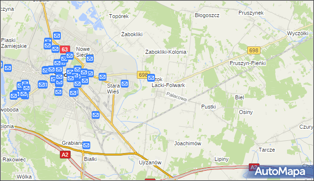 mapa Stok Lacki, Stok Lacki na mapie Targeo