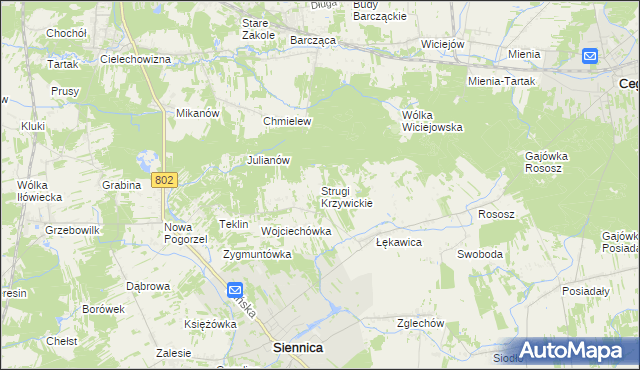 mapa Strugi Krzywickie, Strugi Krzywickie na mapie Targeo