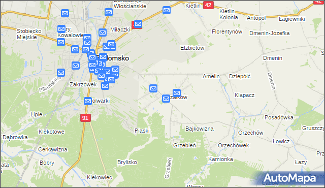 mapa Strzałków gmina Radomsko, Strzałków gmina Radomsko na mapie Targeo