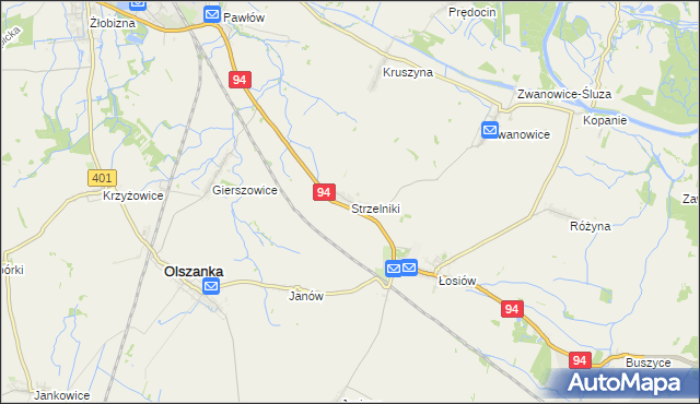 mapa Strzelniki gmina Lewin Brzeski, Strzelniki gmina Lewin Brzeski na mapie Targeo