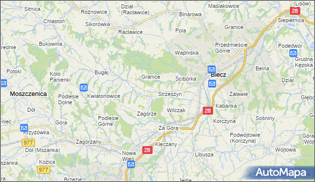 mapa Strzeszyn gmina Biecz, Strzeszyn gmina Biecz na mapie Targeo