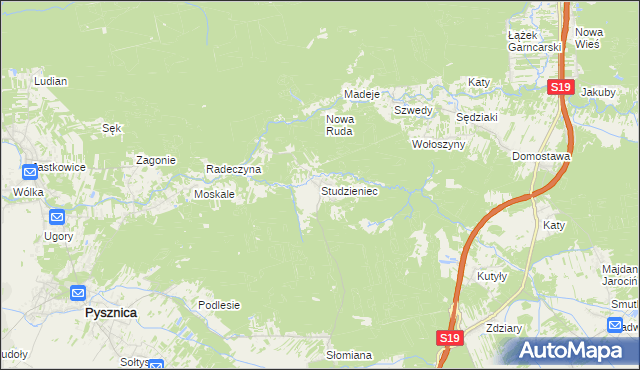 mapa Studzieniec gmina Pysznica, Studzieniec gmina Pysznica na mapie Targeo