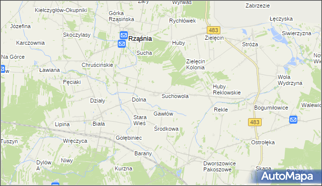 mapa Suchowola gmina Rząśnia, Suchowola gmina Rząśnia na mapie Targeo