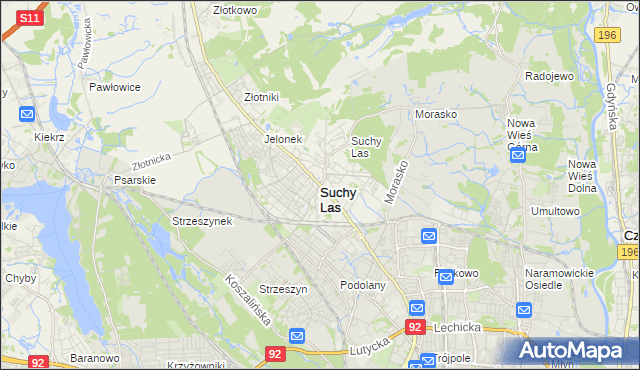 mapa Suchy Las powiat poznański, Suchy Las powiat poznański na mapie Targeo