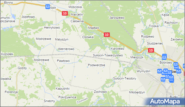 mapa Sułocin-Towarzystwo, Sułocin-Towarzystwo na mapie Targeo