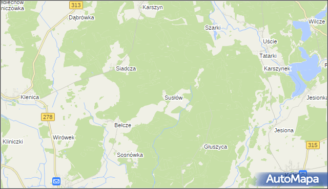 mapa Susłów, Susłów na mapie Targeo