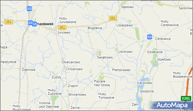 mapa Świątkowo gmina Janowiec Wielkopolski, Świątkowo gmina Janowiec Wielkopolski na mapie Targeo